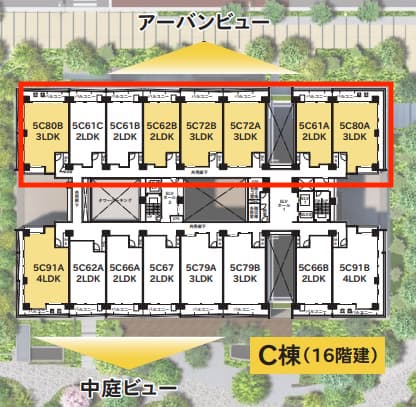 晴海フラッグSUNVILLAGE C棟住居配置図１